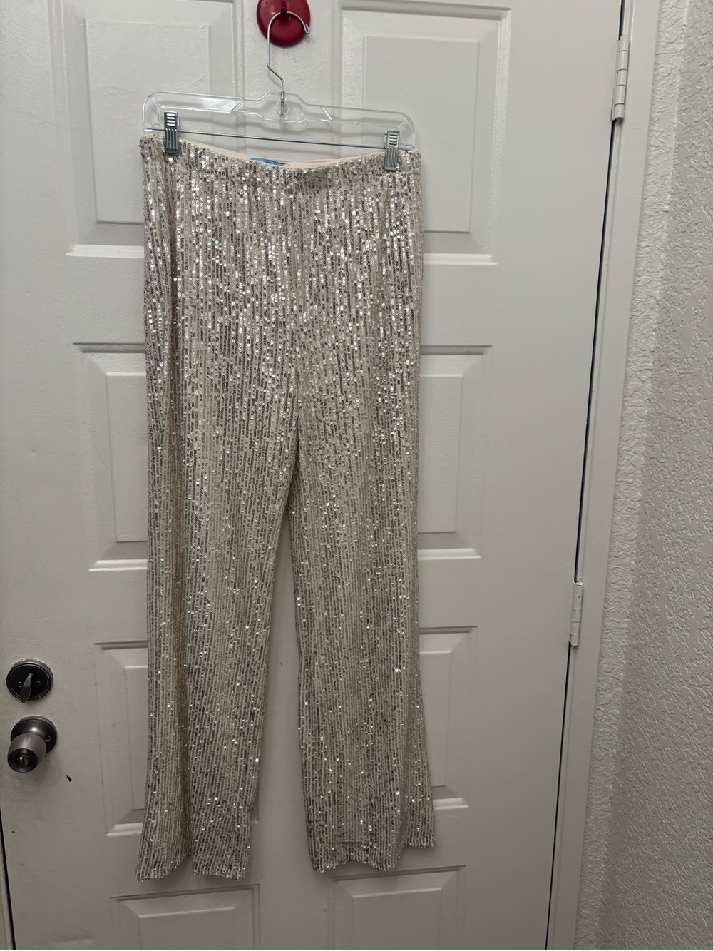 CeCe Champagne Sequin Wide-Leg Pants
